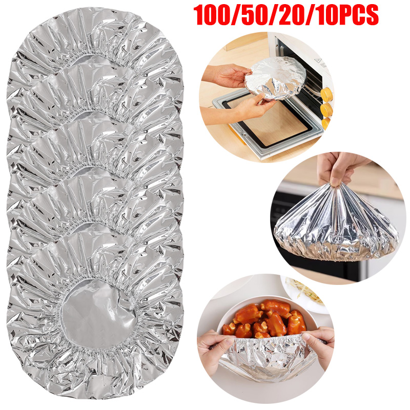 Kitchen Gadgets Under 100 - 100/10Pcs Reusable Aluminum Foil Bowl Cover