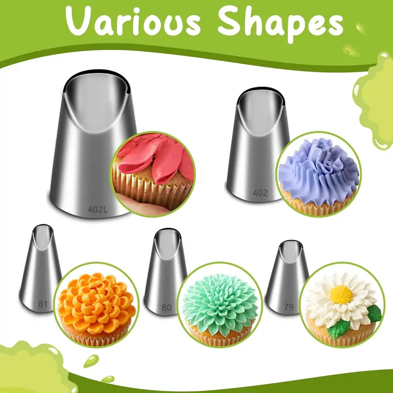 Kitchen Gadgets Set - 5PCS Stainless Steel Piping Nozzles Set,Chrysanthemum