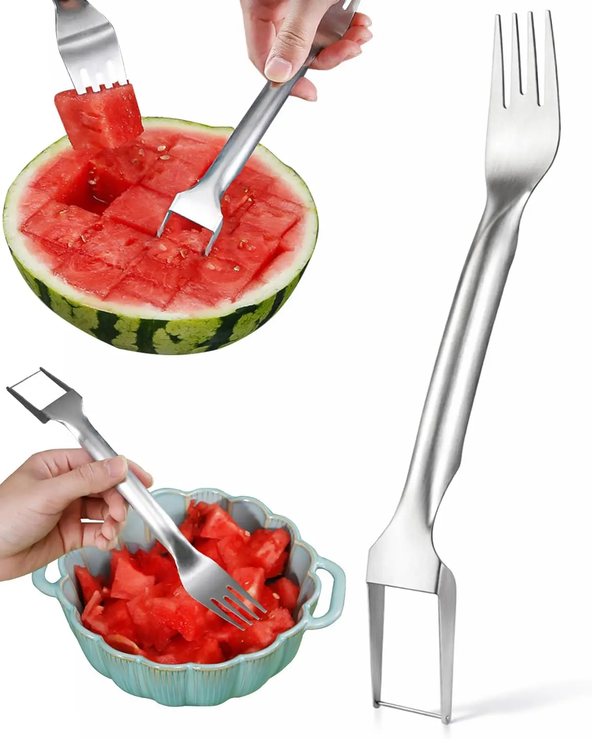 Watermelon Slicer Cutter - Watermelon fork slicer, stainless steel 2-in-1
