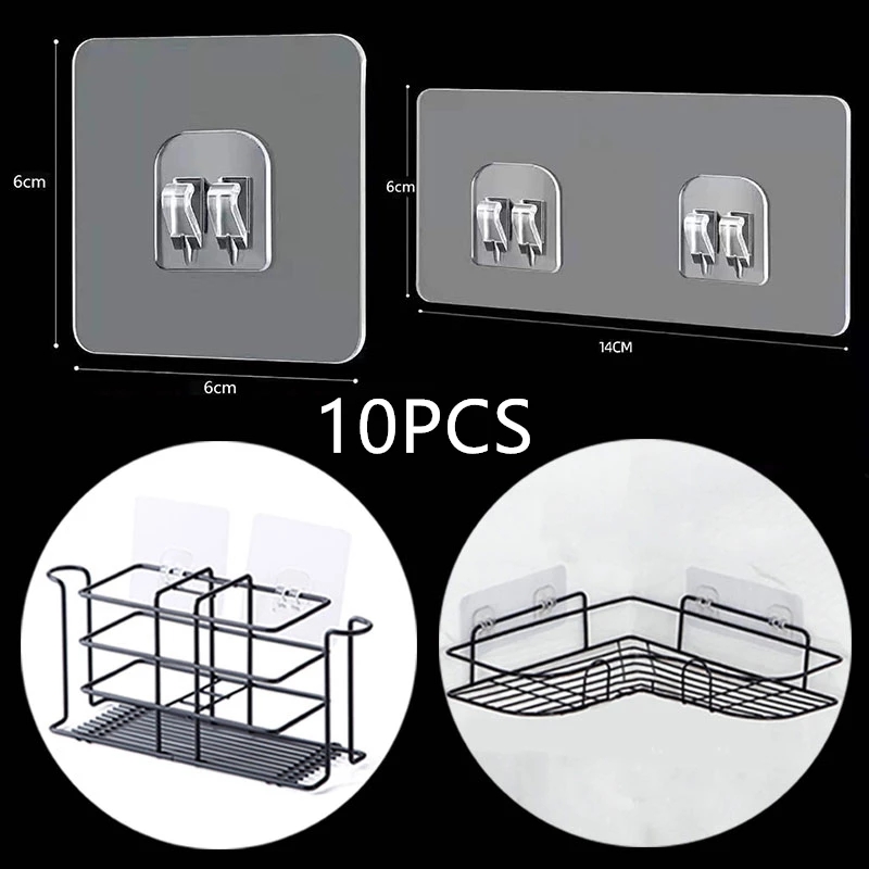 Kitchen Gadgets Rack Storage - 10PCS Transparent Hanging Shelf Hooks Wall