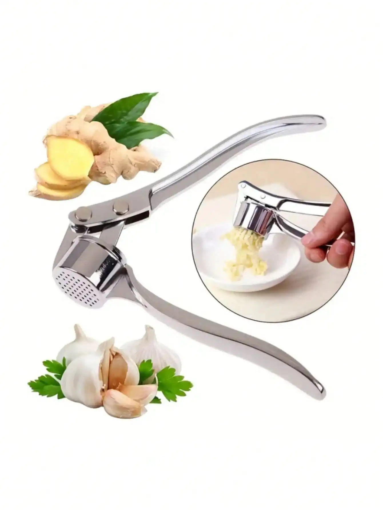 Manual Garlic Press - Kitchen Garlic Press Crusher Mincer Stainless