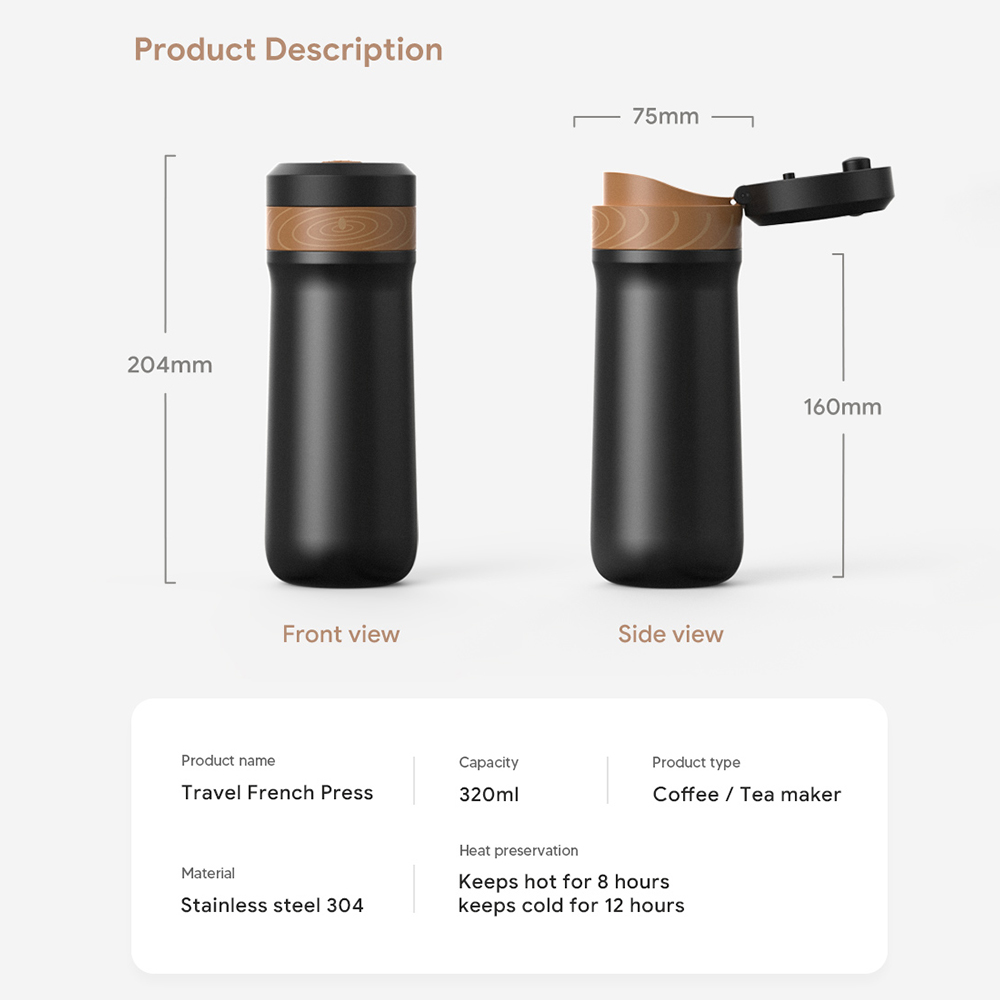 ICafilas 320ml Portable French - French Press Coffee Maker 评论和价格